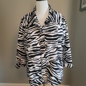 Chicos Zenergy Black & White Windbreaker - Size 2 (Large)